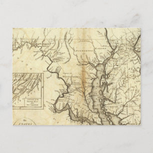Cartão Postal Mapa Vintage de Maryland (1796)