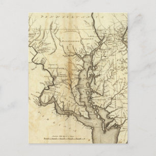 Cartão Postal Mapa Vintage de Maryland (1796)
