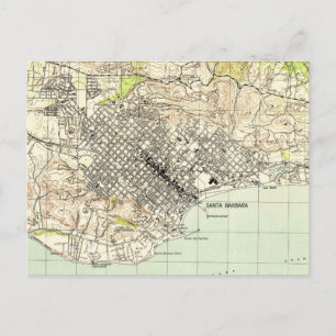 Cartão Postal Mapa Vintage de Papais noeis Barbara California (1