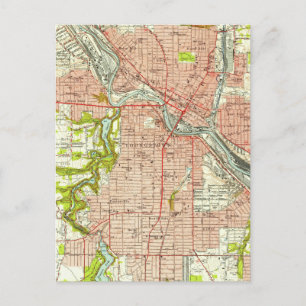 Cartão Postal Mapa Vintage de Youngstown Ohio (1951)