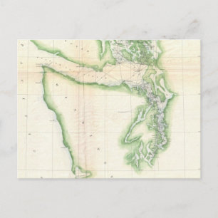 Cartão Postal Mapa Vintage do Estado Costeiro de Washington (185