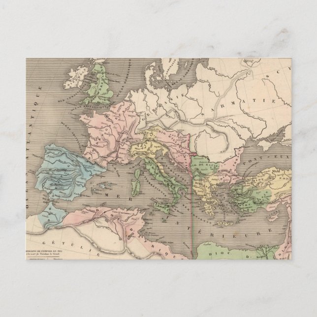 Cartão Postal Mapa Vintage do Império Romano (1838) (Frente)