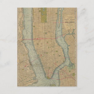 Cartão Postal Mapa Vintage do Nova Iorque Manhattan