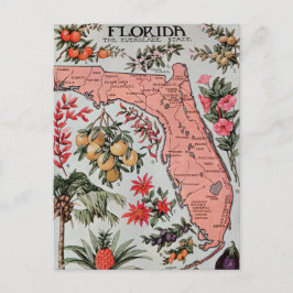 Cartão Postal Mapa Vintage na Flórida
