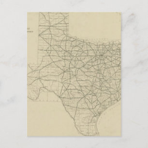 Cartão Postal Mapa Vintage Texas Highway (1919)
