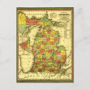 Cartão Postal Mapa vivido de Michigan mostra a verdadeira lealda
