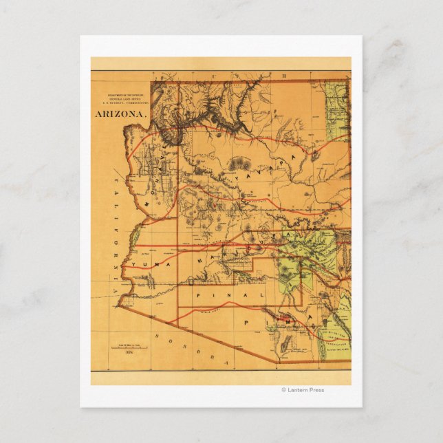 Cartão Postal MapaPanorâmicoTerritórioarizonaArizona (Frente)