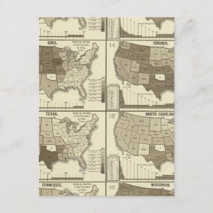 Cartão Postal Mapas litográficos dos Estados Unidos