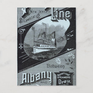 Cartão Postal Mapear linha de Navios a vapor dos povos