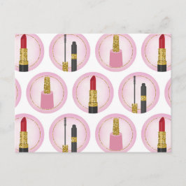 Cartão Postal Maquiagem Cor-de-Rosa Cosméticos Padrão Cosmetolog