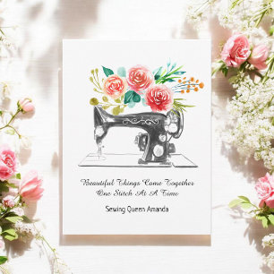 Cartão Postal Máquina de Costura Antiga Postcard Preto Branco