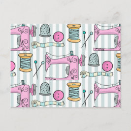 Cartão Postal Máquina de Costura - Artesanato Rosa Costura
