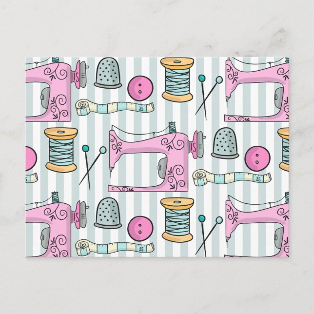 Cartão Postal Máquina de Costura - Artesanato Rosa Costura (Frente)