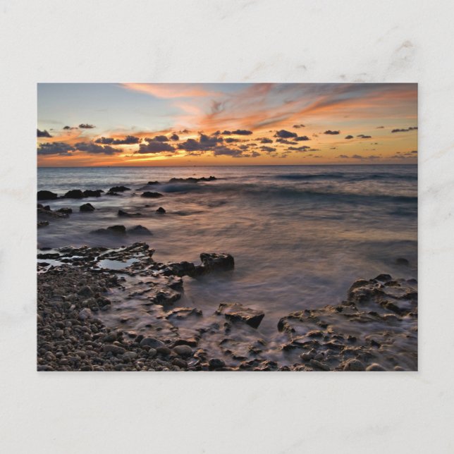 Cartão Postal Mar Caribe, Ilhas Cayman.  Ondas de queda 2 (Frente)
