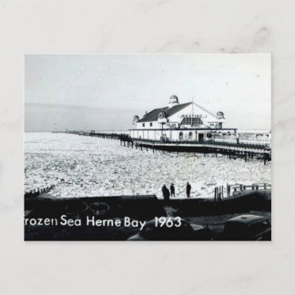 Cartão Postal Mar Congelado em Herne Bay - Kent -1963