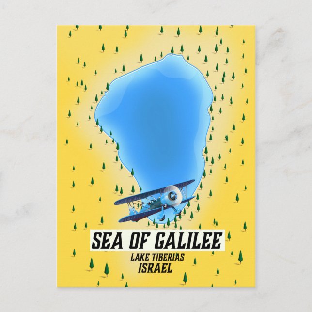 Cartão Postal Mar de Galileia pôster de mapa de Israel (Frente)
