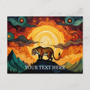 Cartão Postal Mar de Nuvens Tiger - Pintura de Abstrato Sunset