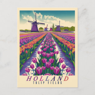 Cartão Postal Mar de Tulips - Vintage Holland