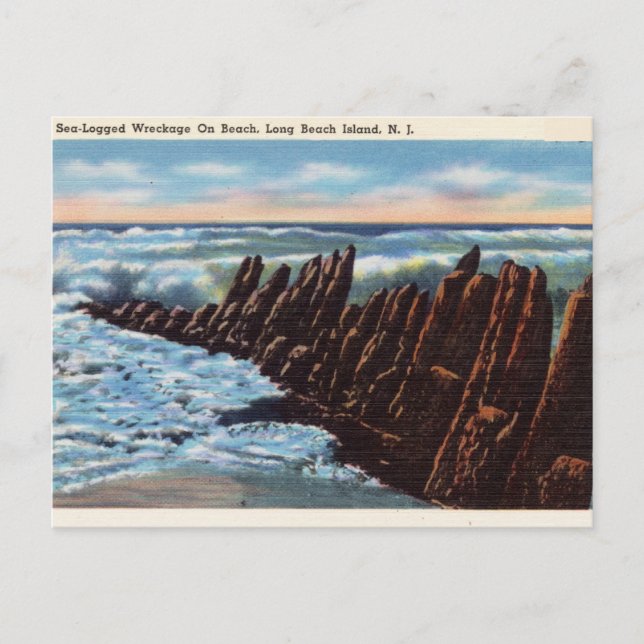 Cartão Postal Mar destroçado, Long Beach Island, Nova Jersey (Frente)