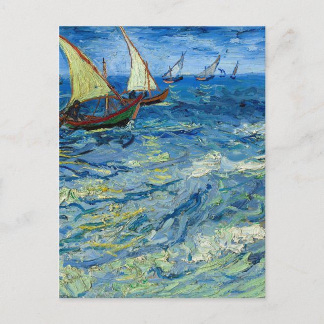 Cartão Postal Mar em Saintes-Maries por Vincent van Gogh (Frente)
