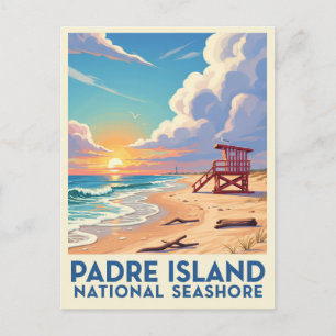 Cartão Postal Mar Nacional da Ilha do Texas Padre