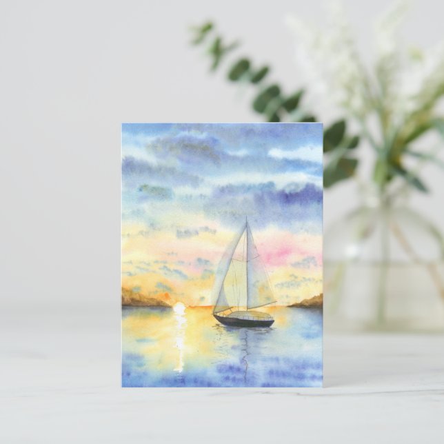 Cartão Postal Mar no pôr do sol (Em pé/Frente)