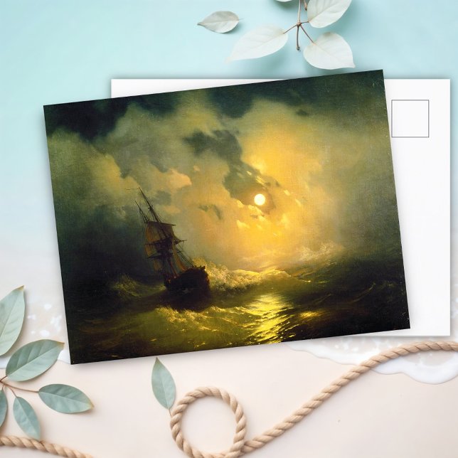 Cartão Postal Mar tempestuoso à noite, Aivazovsky (Criador carregado)