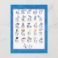 Mar Vida Oceânica Animais Alfabético Aquarela