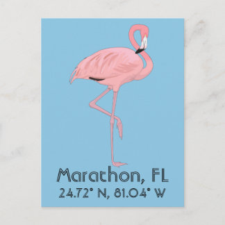 Cartão Postal Marathon FL Keys Flamingo Latitude Longitude