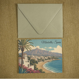 Cartão Postal Marbella Espanha Viagem Vintage Praia Mediterrânea