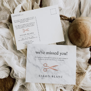 Cartão Postal Marble e Rosa Dourado Reabertura do Hair Salon B