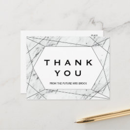 Cartão Postal Marble Geométrico Branco e Negro Obrigado