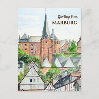 Cartão Postal Marburg Altstadt Alemanha Townscape Painting