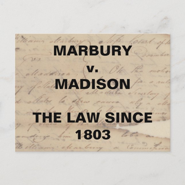 Cartão Postal Marbury Madison Freios e Contrapesos Resistência (Frente)