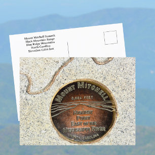 Cartão Postal Marcador do Cume do Monte Mitchell Montanhas Negra