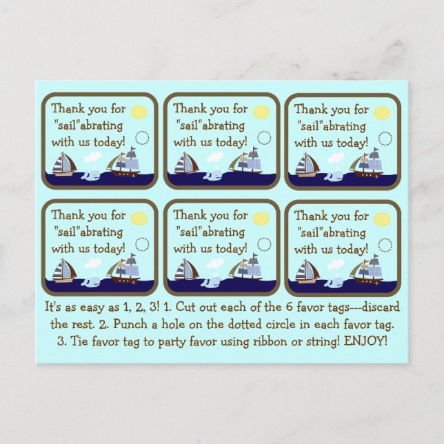 Cartão Postal Marcas Ahoy Mate Chá de fraldas Favorecidas (Frente)