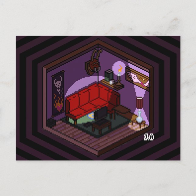 Cartão Postal Marceline Vampire Dark Living Room Pixel Art (Frente)