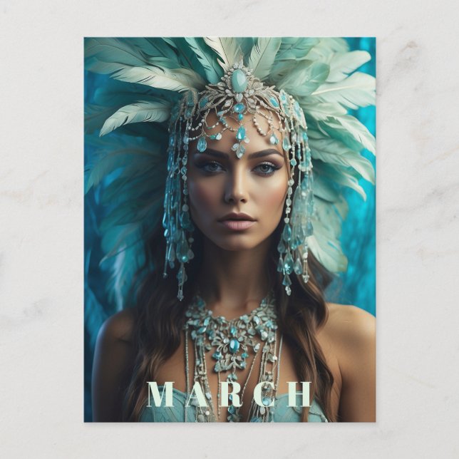 Cartão Postal *~* MARCH AP53 AQUAMARINE Boho Headdress (Frente)
