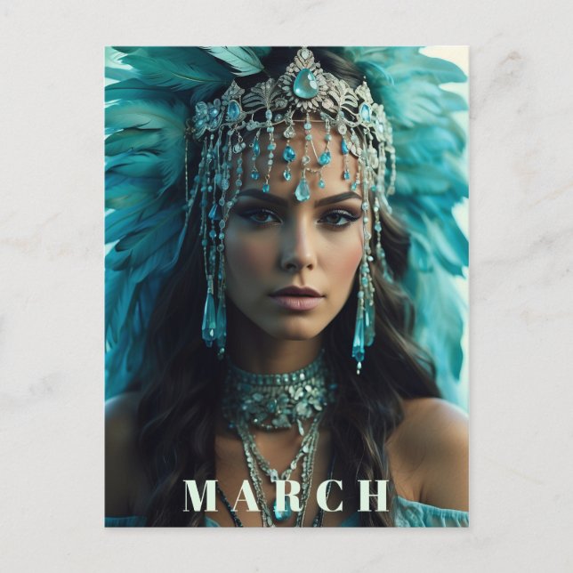 Cartão Postal *~* MARCH AP53 Headdress AQUAMARINE Boho (Frente)