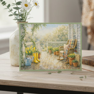Cartão Postal Março Depois de uma Arte em Aquarela de Varanda Ch