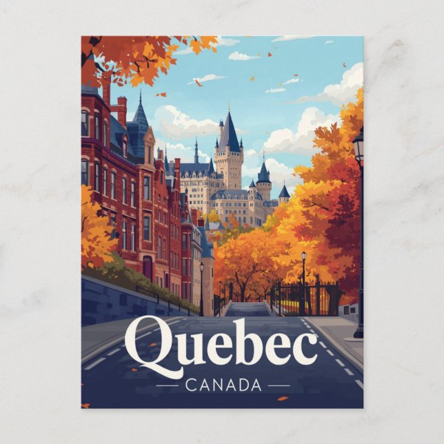 Cartão Postal Marco do Hotel Castelo da Cidade de Quebec (Frente)
