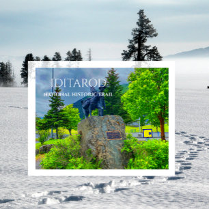 Cartão Postal Marco zero da trilha Iditarod, estátua dos Trail B