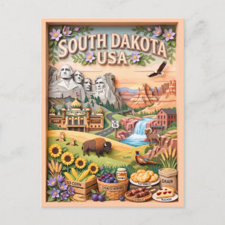 Cartão Postal Marcos Naturais Vida Selvagem Comida Local Dakota