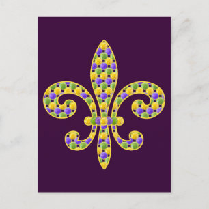 Cartão Postal Mardi Gras Bead Fleur de lis