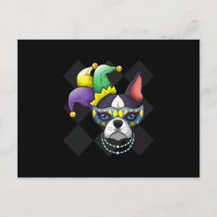 Cartão Postal Mardi Gras Camiseta de cão Encantada Boston Terri