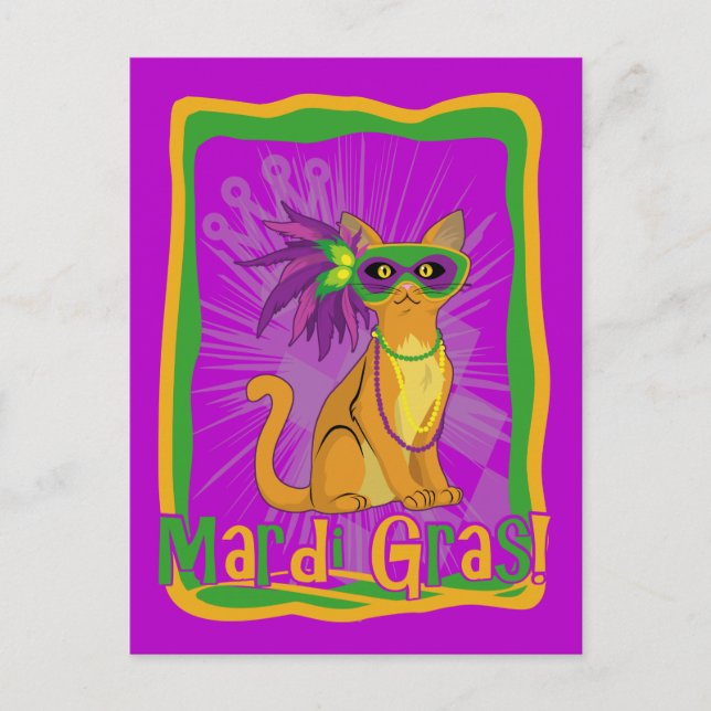Cartão Postal Mardi Gras Cat (Frente)