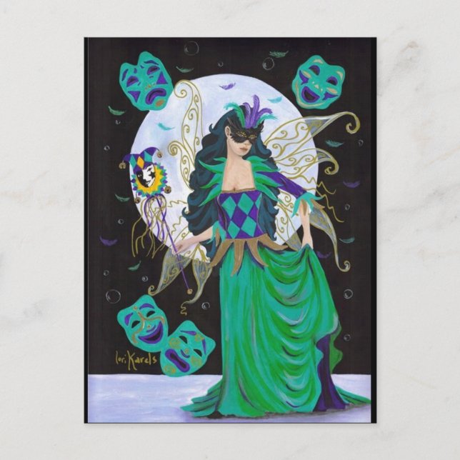 Cartão Postal Mardi Gras Fairy (Frente)