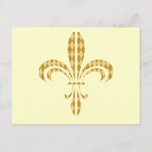Cartão Postal Mardi Gras Harlequin Fleur De Lis
