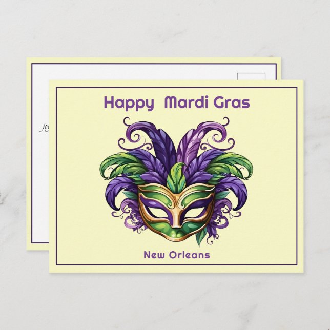 Cartão Postal 💚 💜 💛 Mardi Gras Magic (Frente/Verso)