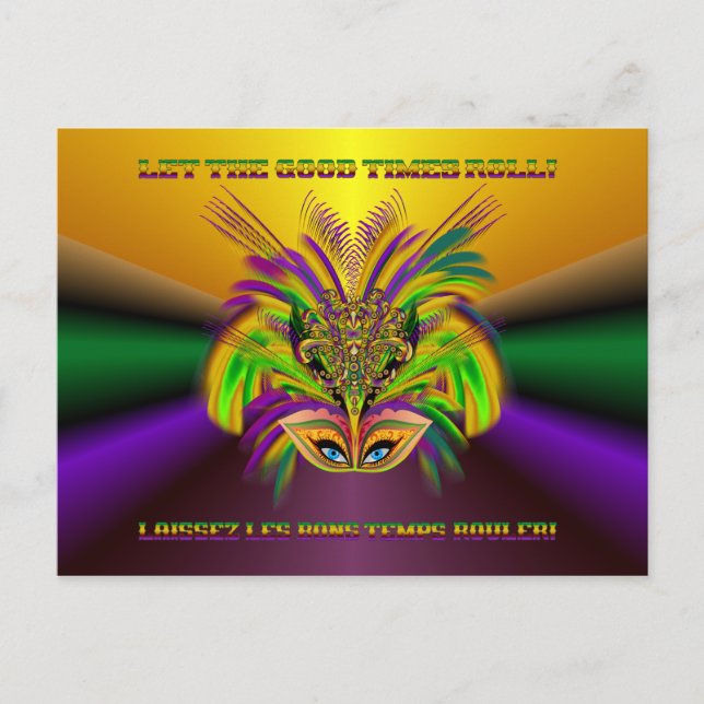 Cartão Postal Mardi-Gras-Mask-The-Queen-V-3 (Frente)